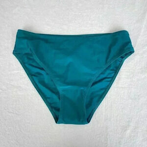 NEW Cupshe Bikini Bottom Size M Blue Green Shiny High Waist Swimsuit